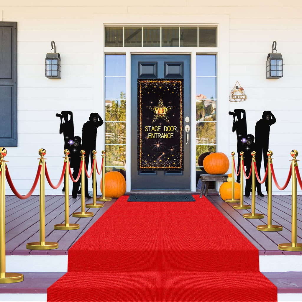 Timtin VIP Entrance Banner Photography Backdrop with Red Carpet Runner, Paparazzi Props, 2.6 x 15 ft Rug, Double-Sided Tape for Party Decorations and Movie Theme Events