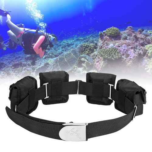 Scuba weight belt with 4 pockets, quick release buckle diving pocket weight belt with 5pcs weight keepers,weight pouch belt fit for waist 32" to 52"