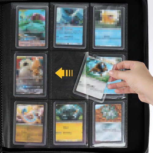 GERMUN Toploader Binder - Holds 324 Toploaders | 9 Pocket Double-Sided Storage for 3 x 4'' Cards - Diamond Green
