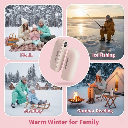 2-in-1 Magnetic Hand Warmers Rechargeable, 2 Pack Electric Handwarmer with 3 Heat Levels, Fast Heating Portable Pocket Heater for Outdoor, Camping, Golf, Gifts for Women Men (Pink)