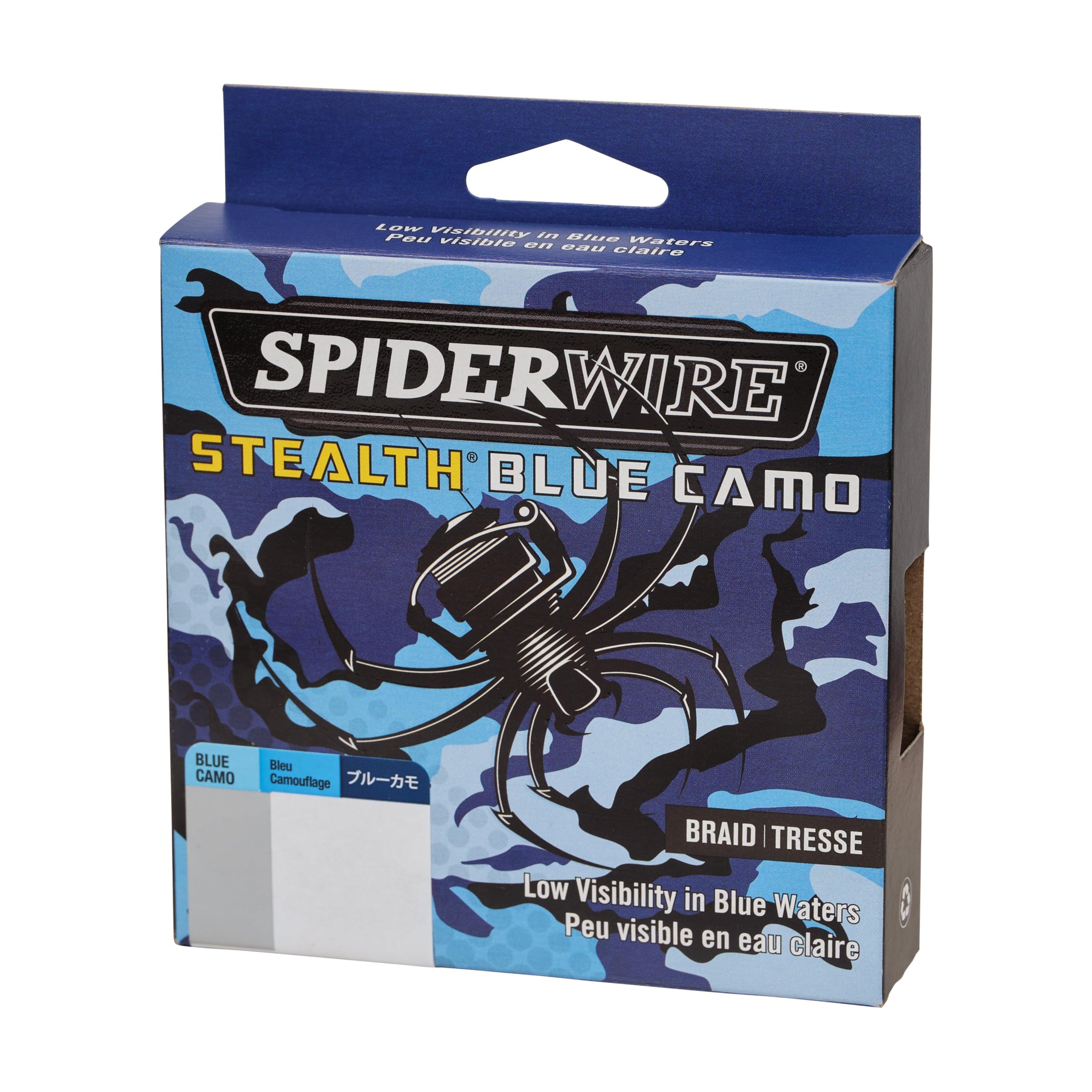 SpiderWire Stealth® Superline, Blue Camo, 30lb | 13.6kg, 125yd | 114m Braided Fishing Line, Suitable for Saltwater and Freshwater Environments