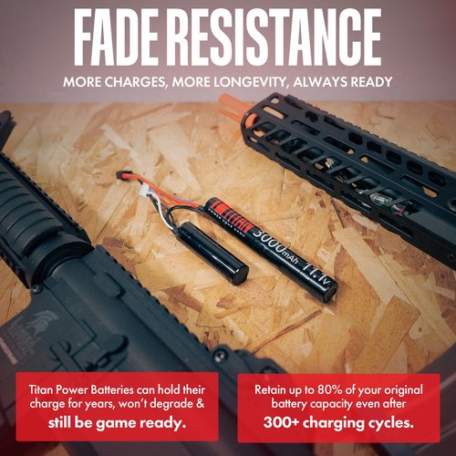 Titan Lithium-Ion Airsoft Battery | 11.1v Battery, 3000mAh 11.1v Nunchuck Tamiya Plug | Maximum Capacity & Performance 11.1 Volt Airsoft Gun Battery