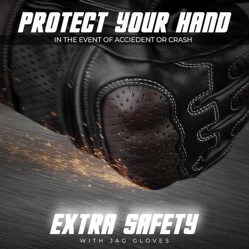 J.A.G. Motorcycle Gloves - Premium Leather Perforated Riding Gloves for Men | Touchscreen & Knuckle Protection