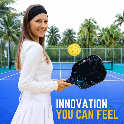 TRINEVERSE PowerBall - T300 Carbon Fiber Pickleball Paddles Set of 2 - Honeycomb Core - 15.7x7.8 inch -7oz - Pickleball Racket - Includes accesories