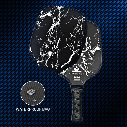 Kingberson Carbon Fiber Pickleball Paddle, High Spin & Control, Pro Pickleball Paddle - Pickleball Set with 1 Pickle Ball Racket, 1 Waterproof Carry Bag and 8 Overgrip Wraps
