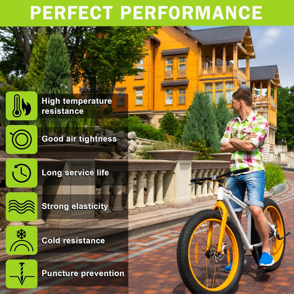 Skiennix Fat Tire Tube - 20"/26" E-Bike Bicycle Tubes with AV 32mm Schrader Valve | Includes 2 Tire Levers