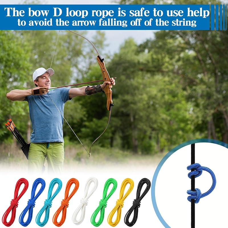 D Loop Ropes 10 ft Archery Bow String Release Set – 8 Color Nylon D Loop Wires for Compound Bows