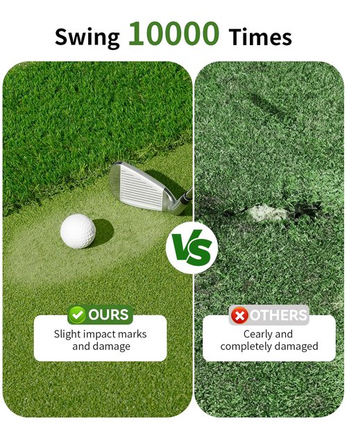 6x4FT 21-45mm Dual-Turf Golf Hitting Mat with Ball Tray, Thickened Golf Mat with 9 Hitting Holes, Practice Mat with Alignment Aid for Realistic Indoor Outdoor Practice, Professional Golf Training Aid