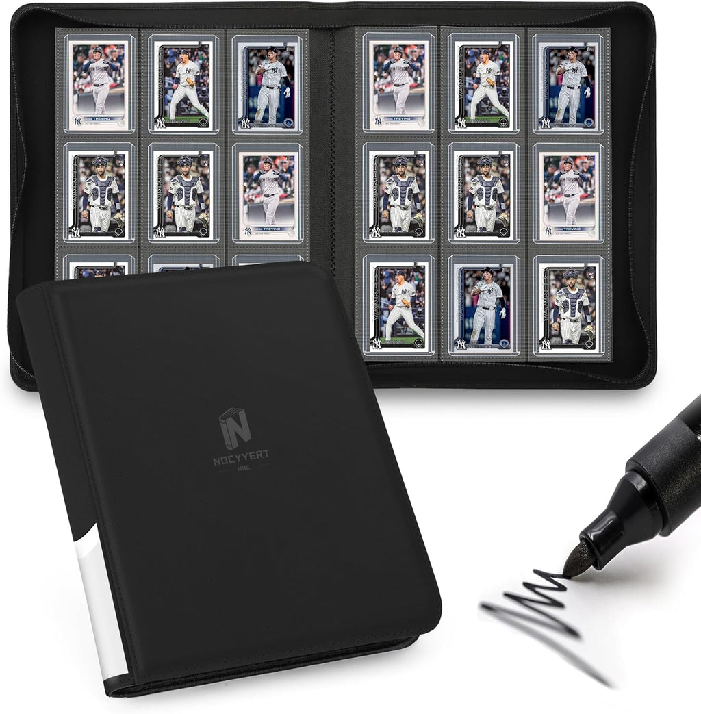 Skiennix Toploader Binder - 9 Pocket Card Album with 324 Slots for 3" x 4" Trading & Sports Cards | Black