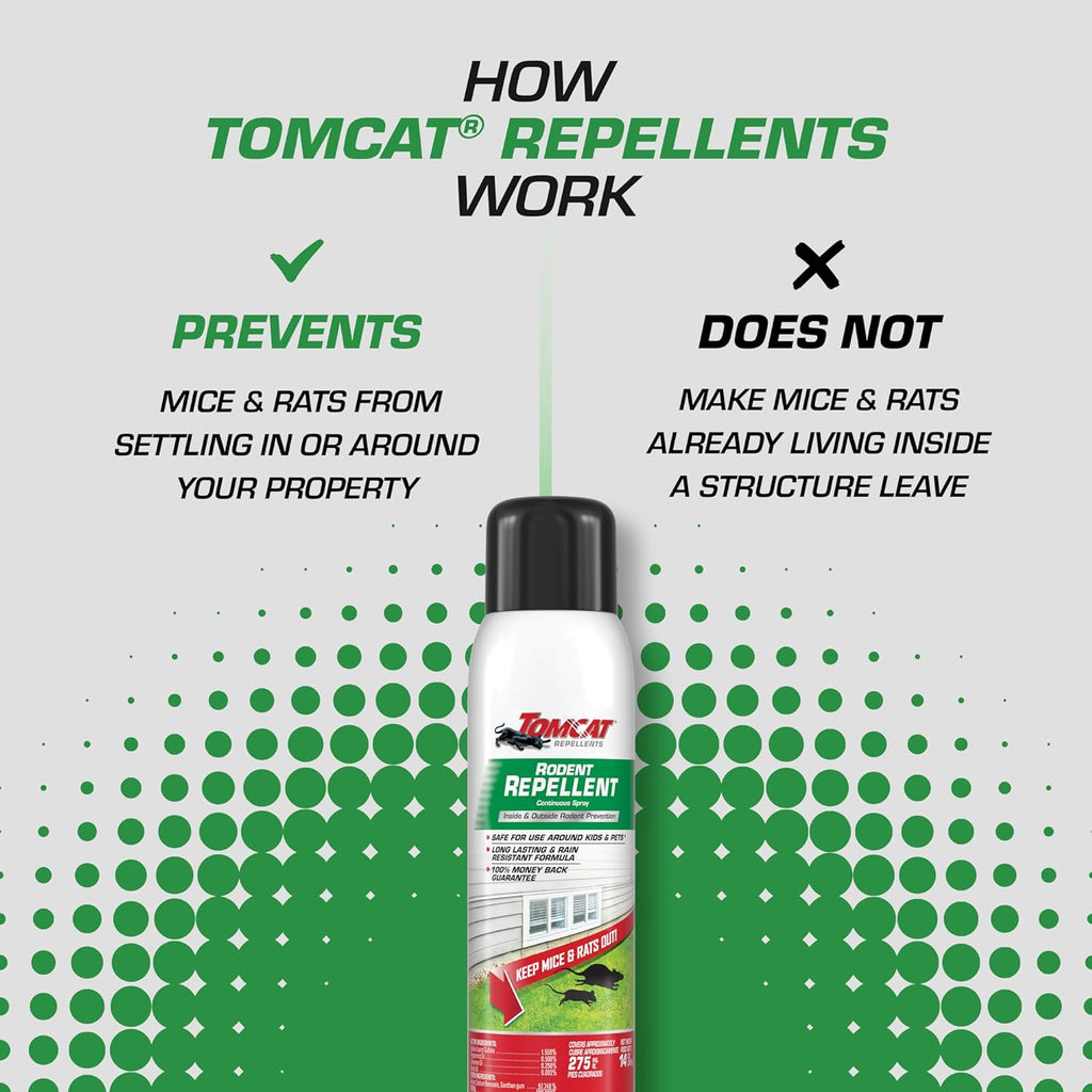 Tomcat Rodent Repellent Spray - No-Stink Indoor & Outdoor Mouse & Rat Deterrent | 14 oz Cinnamon, Peppermint & Garlic Formula