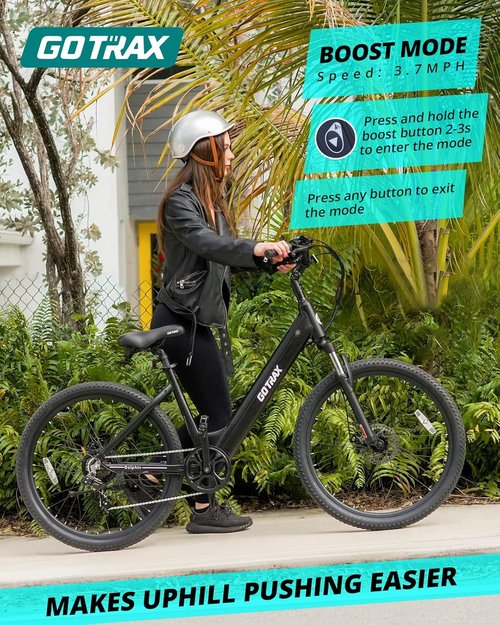 Gotrax Dolphin 26" Electric Bike - 30-Mile Range, 20MPH Speed, 5 Pedal-Assist Levels & Front Suspension