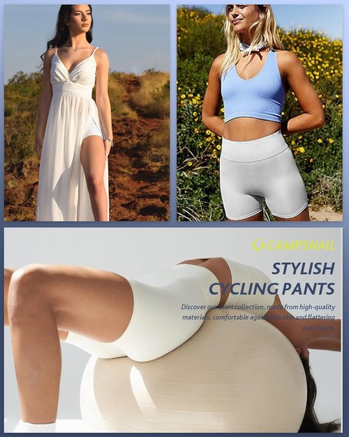 CAMPSNAIL High Waisted Biker Shorts for Women - Tummy Control Spandex | 3"/5"/8" Sizes for Yoga & Dance