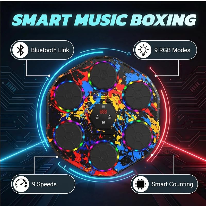 Music Boxing Machine for Adults & Kids – 9 Modes, Bluetooth, LED Display