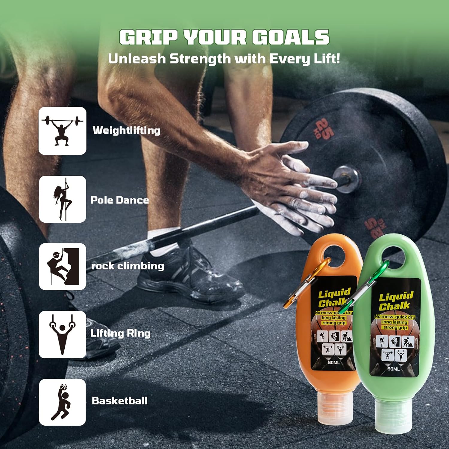 Skiennix Liquid Chalk - Mess-Free Gym Chalk for Weightlifting, Rock Climbing & More | 2oz (60ml)