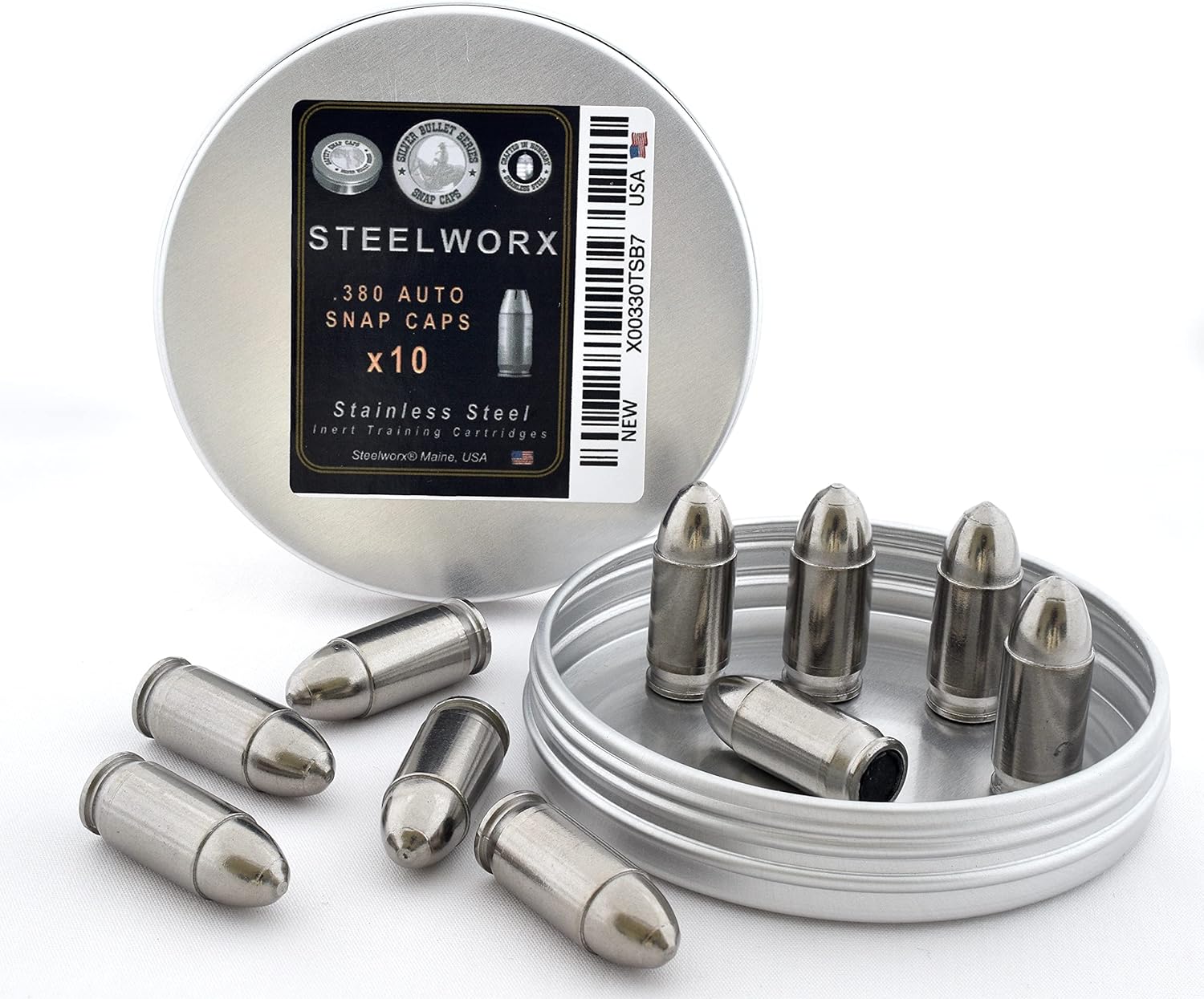 Steelworx 380 Auto Snap Caps - Durable Training Rounds for Safe Dry Firing Practice