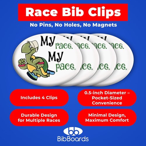 BibBoards Safety Lock Race Bib Clips - Secure Snap & Lock Fasteners for Runners | 4 Pack