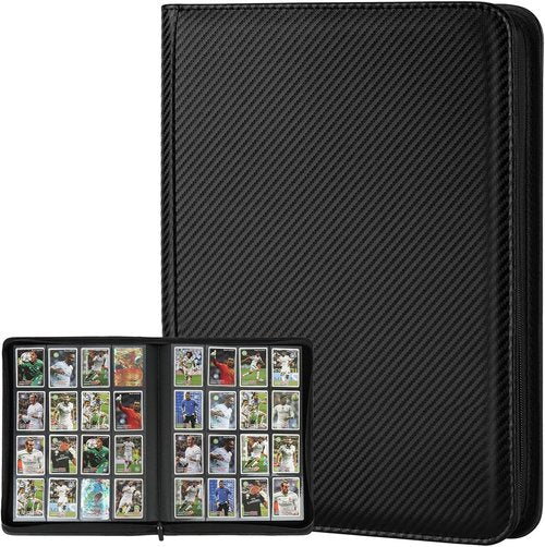 GERMUN Trading Card Binder - 16 Pocket Premium Card Holder for 1000+ Cards | Double-Sided Album in Carbon Black
