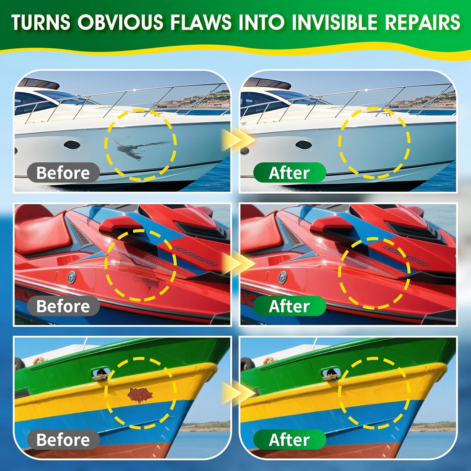 Skiennix Marine Fiberglass Repair Kit - 120g Gel Coat Epoxy Filler for Boats | Fix Holes, Chips & Cracks