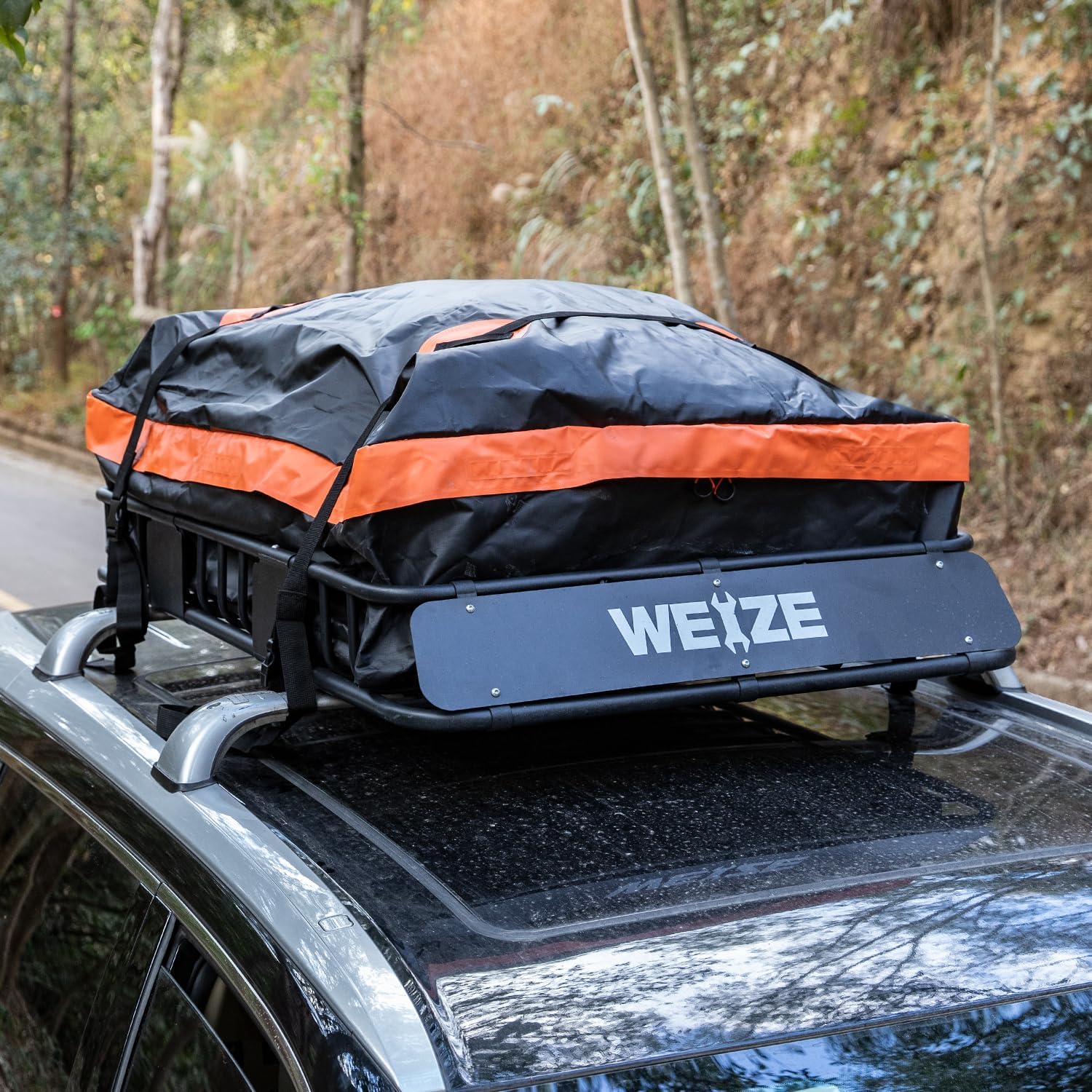 WEIZE Heavy Duty Roof Rack Basket - 54" x 34" Cargo Carrier with Waterproof Bag & Straps for SUV/Truck