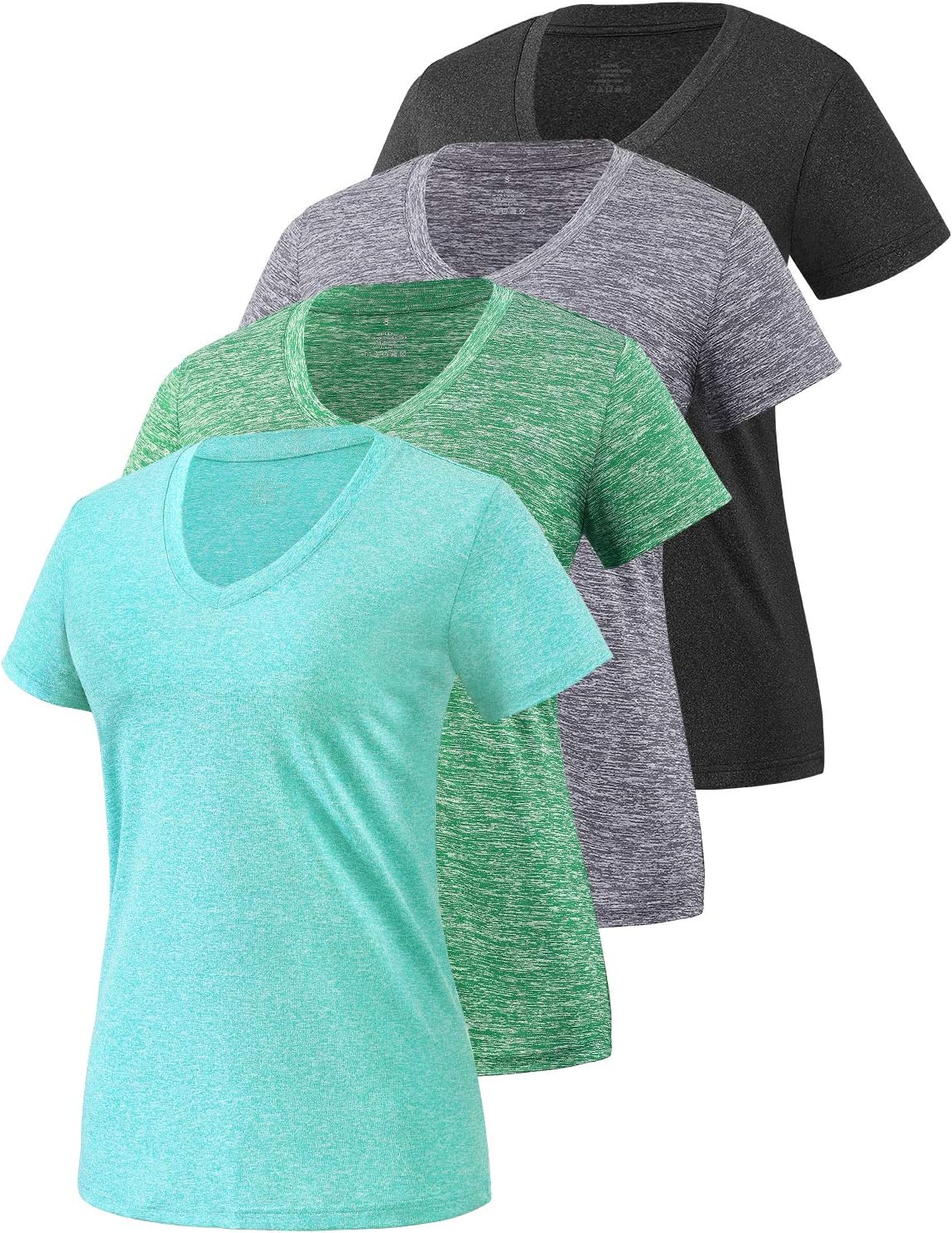 Xelky Women's Dry Fit T-Shirt - Moisture-Wicking V-Neck Athletic Tee | 3-4 Pack Activewear