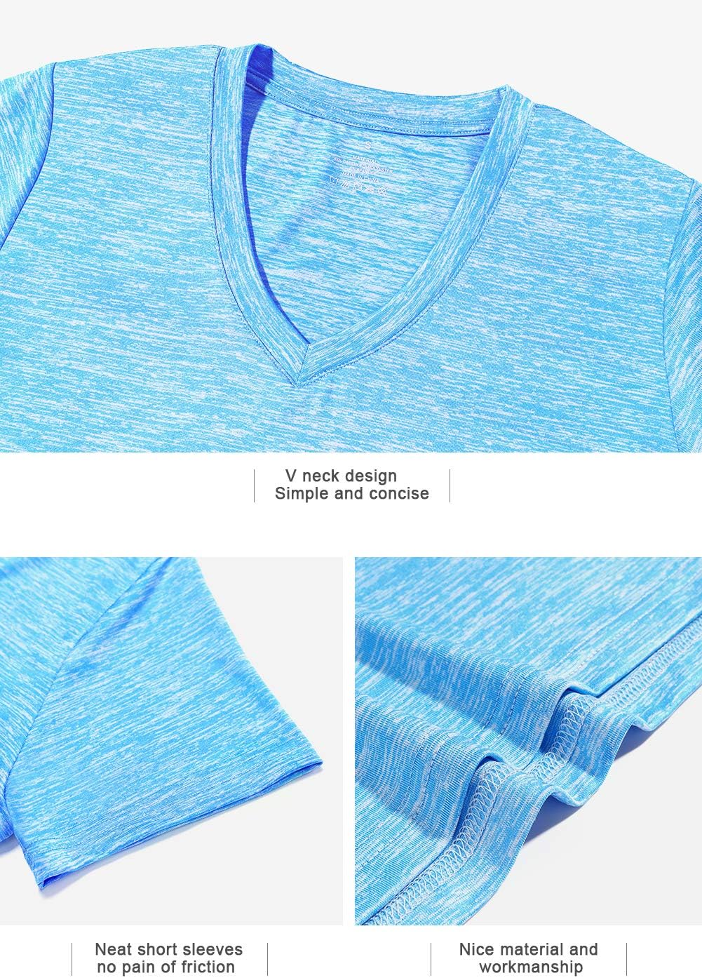 Xelky Women's Dry Fit T-Shirts - Moisture-Wicking Athletic V-Neck Tops | 3-4 Pack Activewear