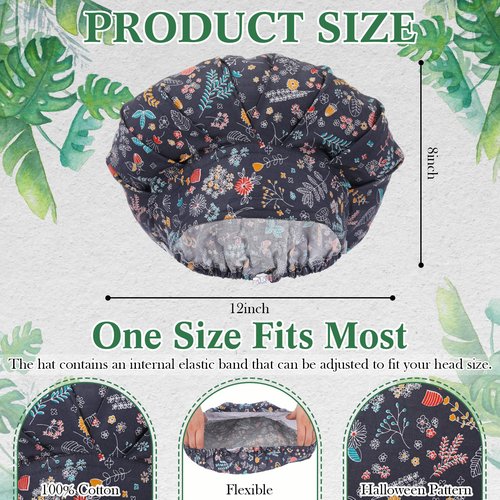 Panitay 6 Pcs Bouffant Scrub Caps with Buttons Adjustable Nurse Working Hats Surgical Caps with Sweatband for Women Men(Whimsy Charm) Multicolor