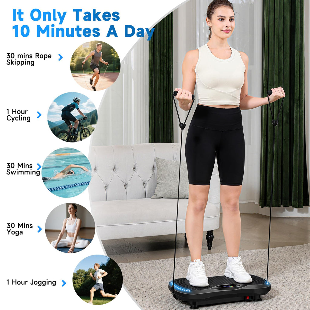 Vibration Plate Exercise Machine for Lymphatic Drainage, Vibration Machine for Full-Body Weight Loss Shaping, Vibrate Fitness Platform 400 Lbs & 200 Adjustable Speeds for Women Men Home (Black)