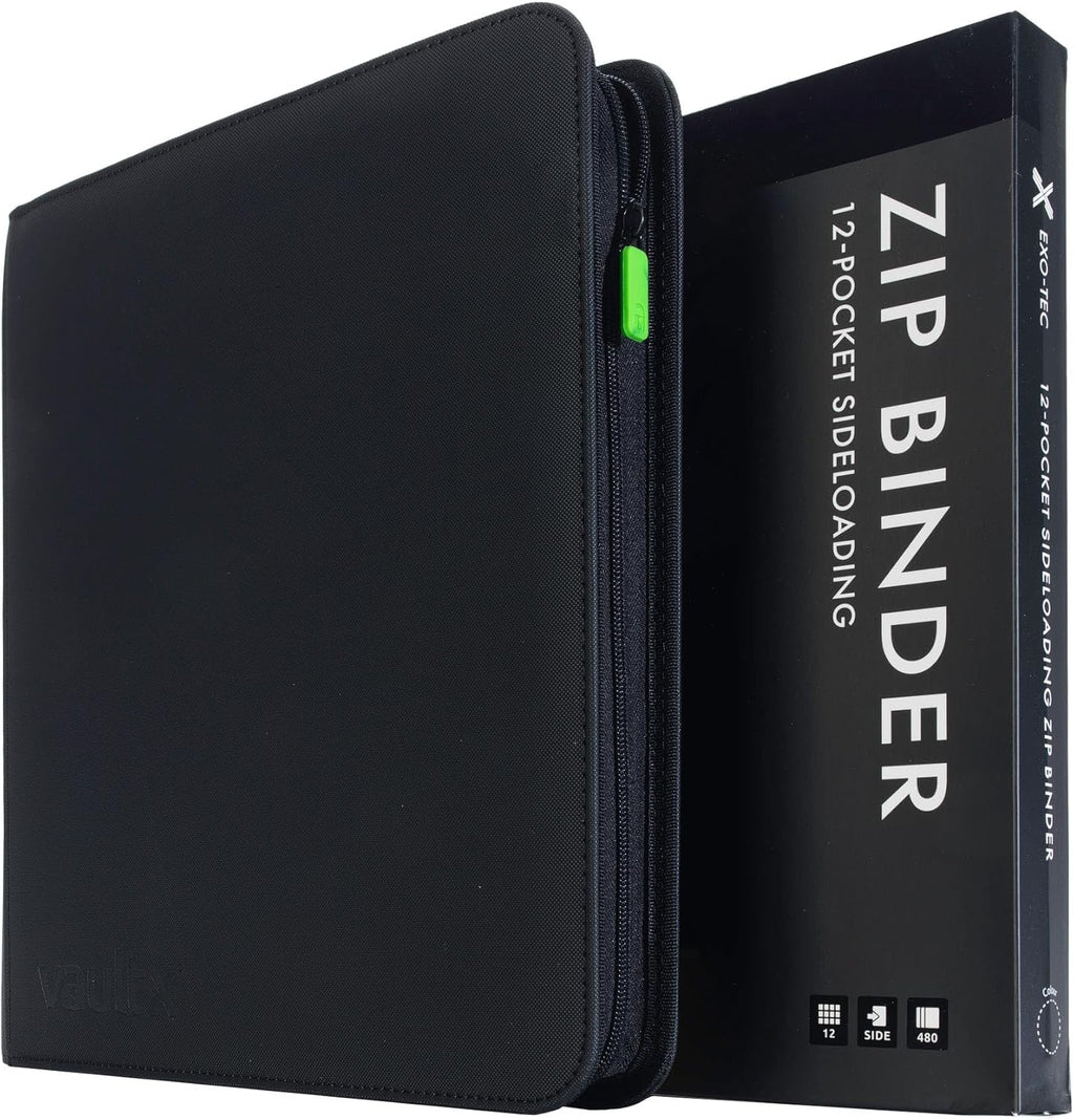 Vault X 12 Pocket Trading Card Binder - Premium Exo-Tec Material, Holds 480 Cards, Black