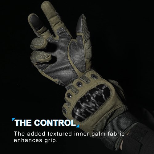 MVPTOO Motorcycle Tactical Gloves for Men - Touchscreen, Hard Shell & Palm Padding for Airsoft Paintball Hunting Hiking Camping Climbing Sports Cycling Gloves Green L