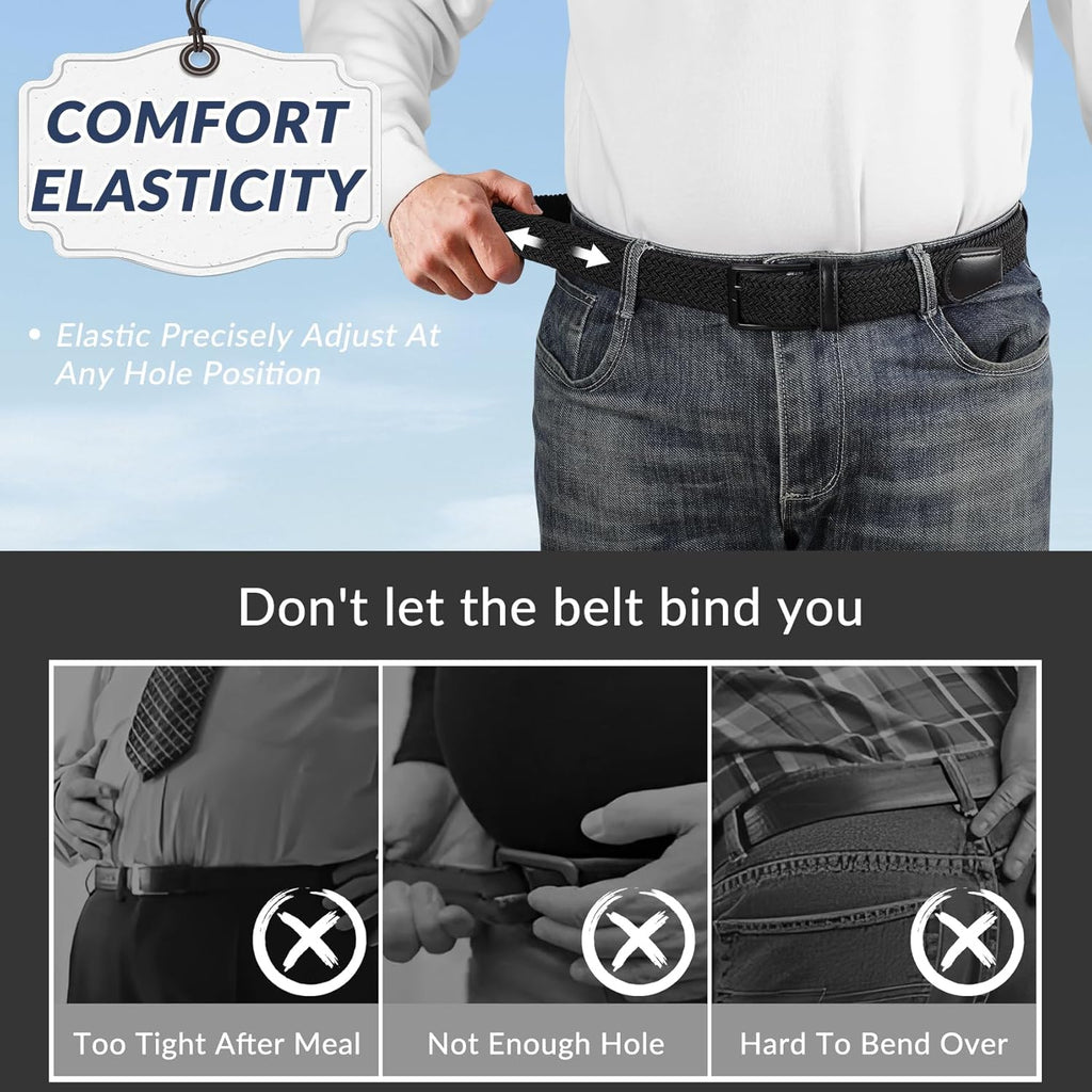 Beltroad Elastic Braided Golf Belt - Lightweight No-Hole Design | Breathable Stretch for Casual Wear