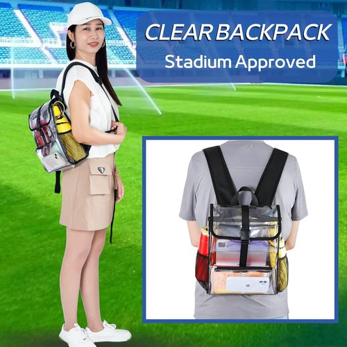 Mildbeer Clear Stadium Backpack - Compact PVC Flap Design for Sports & Concerts | 12x12x6, Black