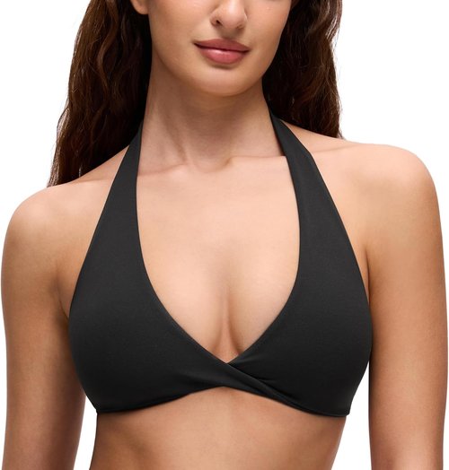 CRZ YOGA Butterluxe Sports Bra - Double Lined Deep V Neck Crop Top with Open Back | Non-Padded Design