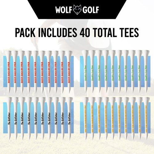 Best Dad Golf Tees or Best Grandpa Golf Tees - Set of 40 Golf Tees in Bulk - Best Dad by Par Tees - Golf Tee Gift Set