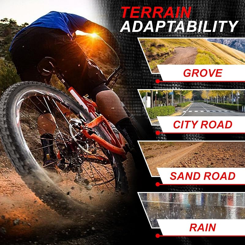 26x1.95 Inch Mountain Bike Tires & Tubes Set (2 Pack) Foldable, Schrader Valve