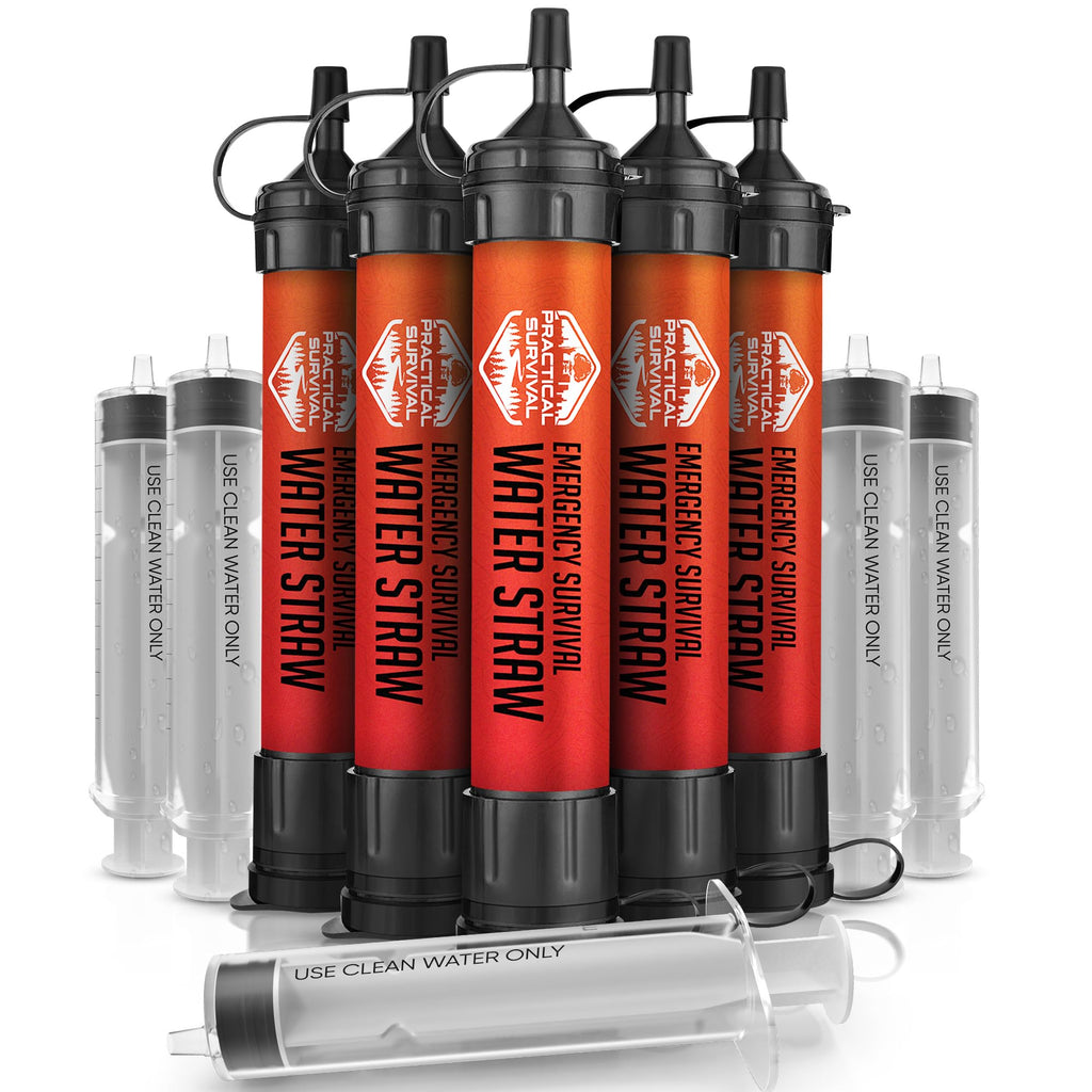 5 High-Capacity Emergency Water Straws – Lightweight, Reusable, 1800-gallon Filters for Camping, Hiking, Travel, Biking, Survival, and Emergency Preparedness - No Expiration Date - Practical Survival