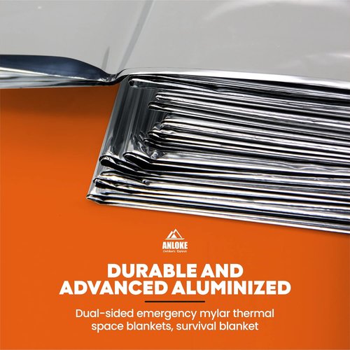 Mylar Emergency Blankets - Heavy Duty Thermal Survival Blankets | 10 Pack, 82" x 64" Size