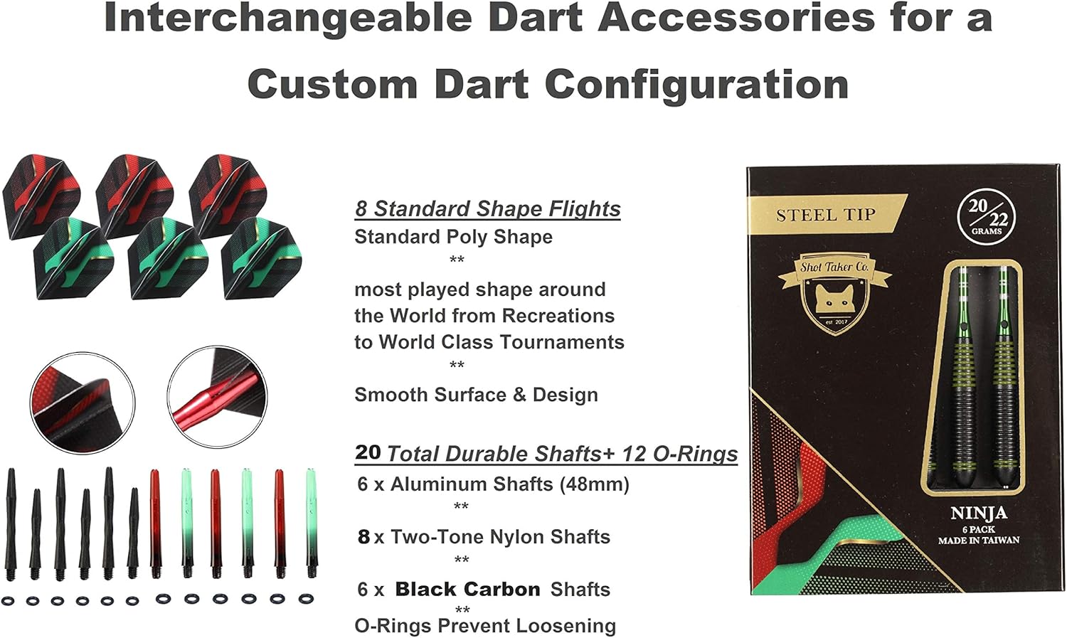 Steel Tip Darts Set by [Brand Name] - Professional 6-Piece Darts with Barrels, Shafts, Flights & Accessories