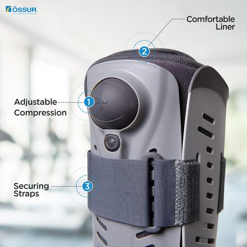 Ossur Rebound Air Walker Boot | Comfortable Walking Boot with Compression Straps & Air Pump Rocker Bottom | Walking Boot for Broken Foot, Walking Boot for Sprained Ankle (High Top, Medium)