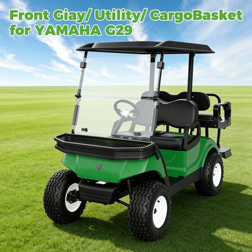 10L0L Golf Cart Front Cargo Basket for EZGO TXT/RXV、Club Car DS/Precedent、Yamaha G22/G29 - Heavy-Duty Steel Mesh Storage Rack, Gas/Electric Compatible