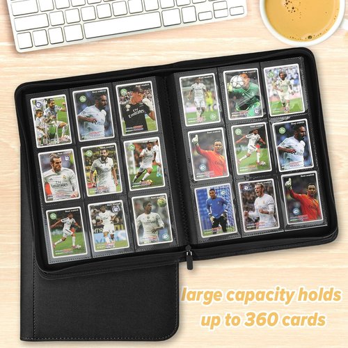 GERMUN Trading Card Binder - 9 Pocket Premium Card Holder for 360 Cards | Double-Sided Album (Black)