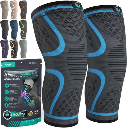 Modvel Compression Knee Brace - 2 Pack Support Sleeves for Men & Women | Pain Relief for Running & Sports