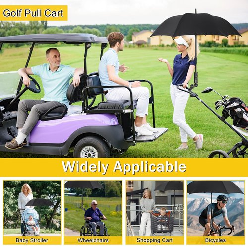 SANXIACAR Heavy Duty Golf Push Cart Umbrella Holder 180°Adjustable Aluminum Base for Stroller Bike Wheelchair Bicycle Mobility Scooter Beach Chair Shopping Cart Universal Windproof Umbrella Mount Kit