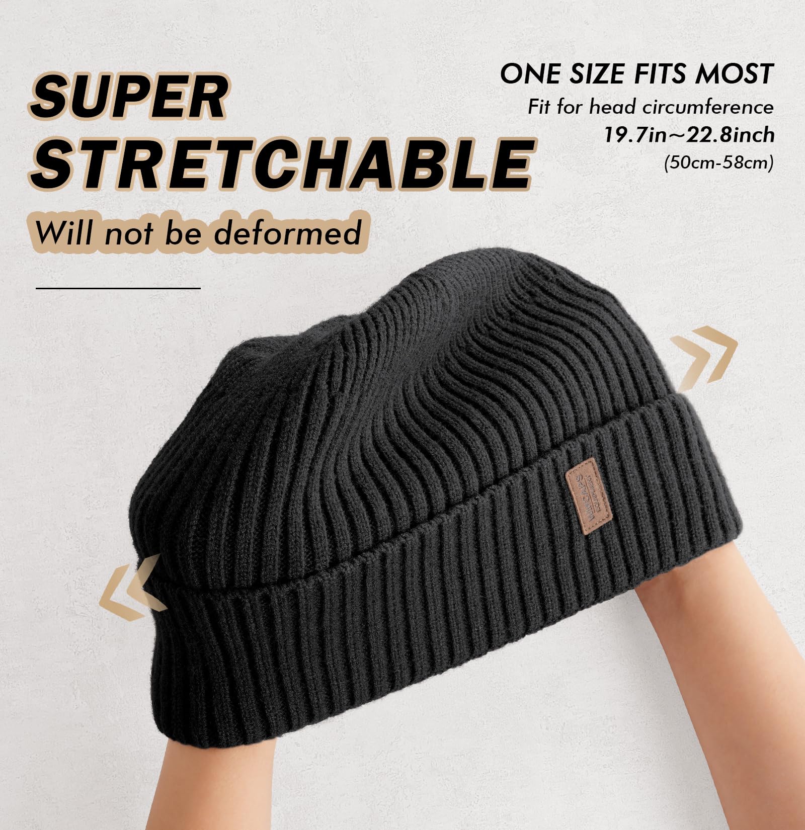 Wmcaps Beanie Winter Hats for Men Women, Fleece Lined Beanie Warm Winter Beanie Unisex Fashion Knit Cuffed Cap (Red)