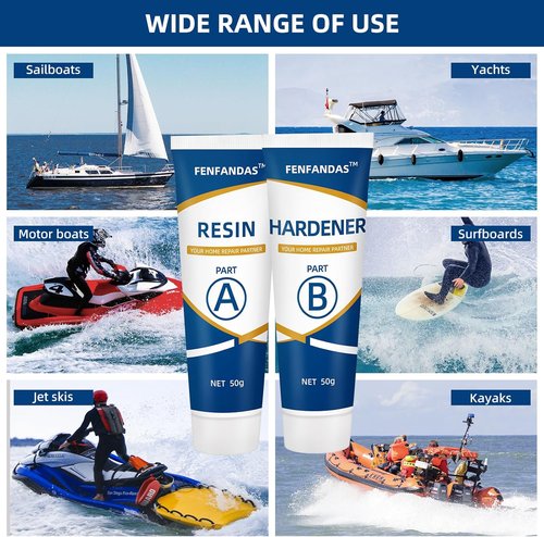 FENFANDAS Marine Fiberglass Repair Kit - Fix Holes, Chips & Cracks | Color Match Epoxy Filler
