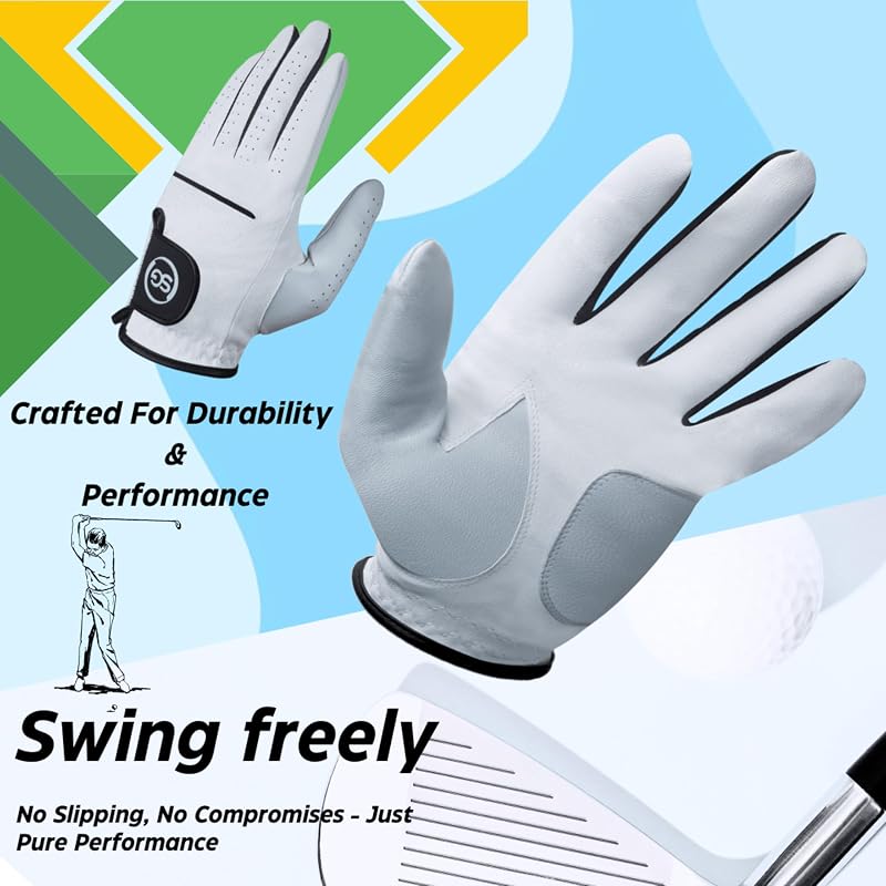 All-Weather Golf Gloves Pack of 5 for Right-Handed Players - White Microfiber & Leather