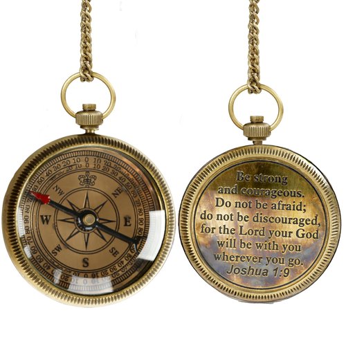 US Handicrafts Brass Compass – Engraved Christian Scripture Prayer Gift for Men, Women, Teenage Boys & Girls – Ideal for Baptism, Easter, Graduation, Trekking, and Adventure