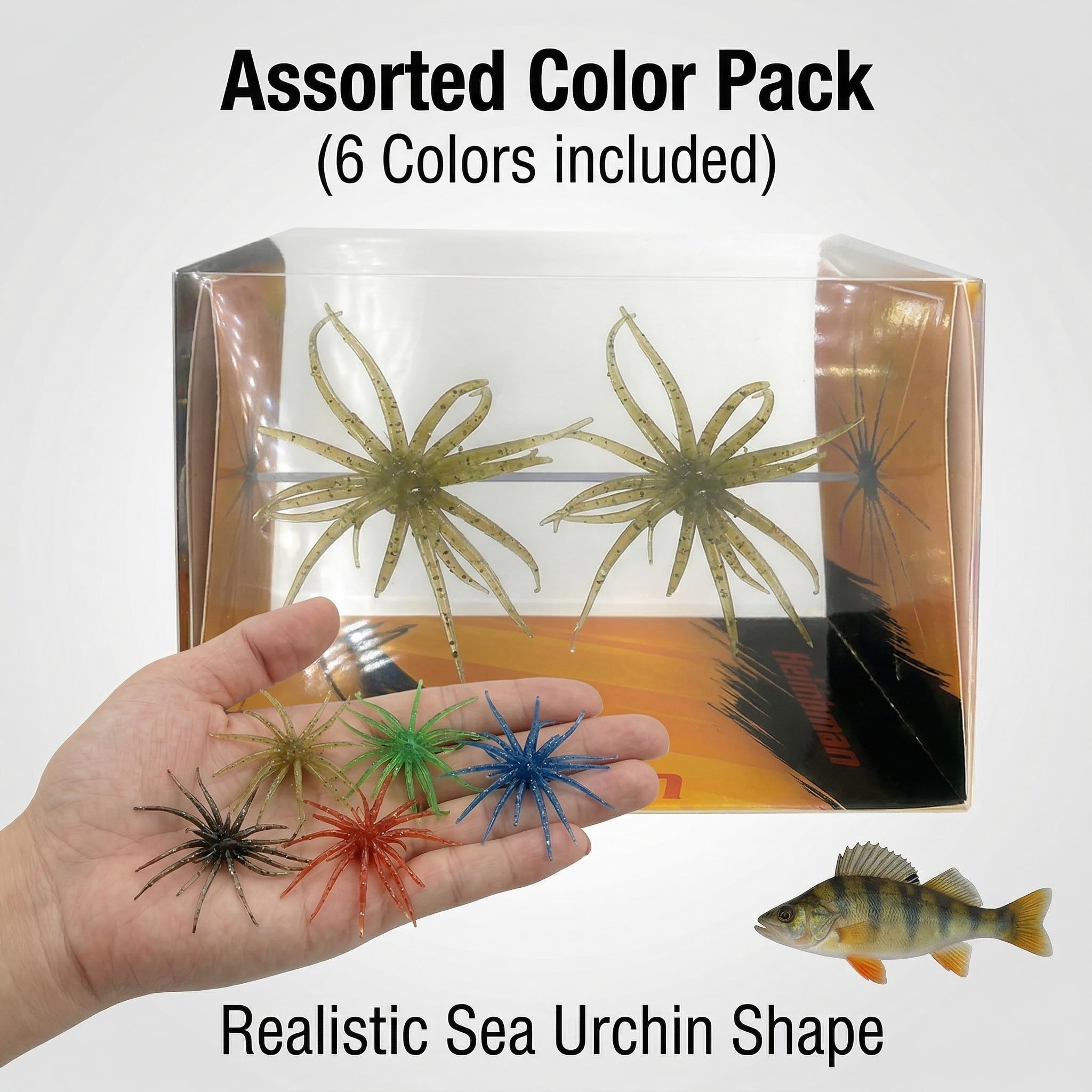 Soft Sea Urchin Bait, Bass Fishing Bait, Soft Artificial Sea Urchin Lures for Shore, Trout, River, Lake, Saltwater, Freshwater (Brown 6pcs)