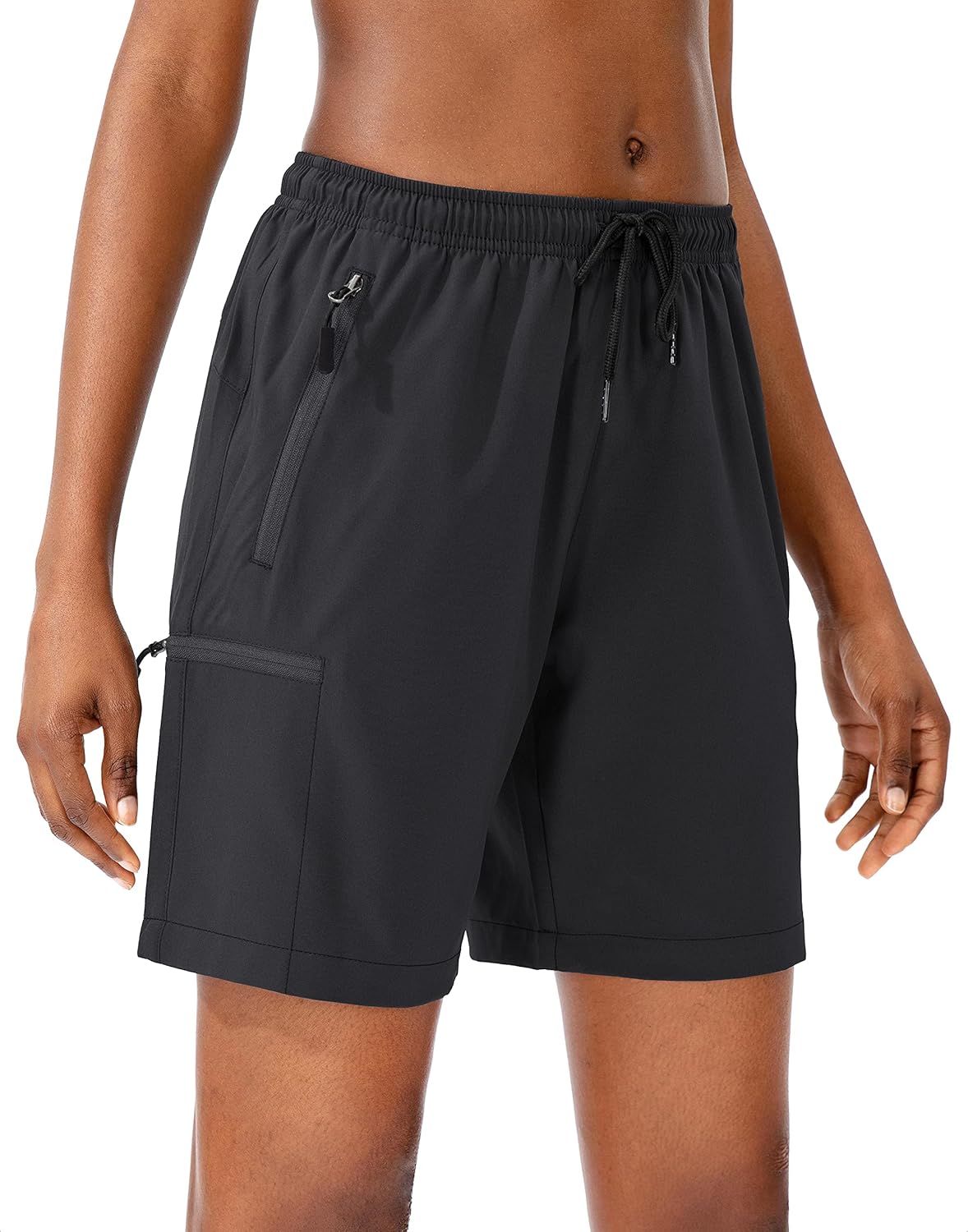 SANTINY Women's Quick-Dry Hiking Cargo Shorts - Lightweight Summer Athletic Shorts with Zipper Pockets | 5''/7''/9'' Sizes