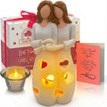 Sisters for Mom - Candle Holder Statue with Flickering LED Light | Unique Gift for Mother's Day, Birthdays & Friends