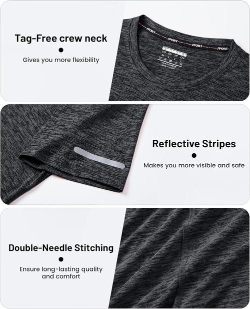 MAGCOMSEN Men's Athletic Workout T-Shirts - Lightweight Dry Fit Crew Neck Tee for Running & Gym